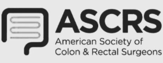 AN ILLUSTRATION DRAWING WHICH INCLUDES THE LETTERS ASCRS AND THE WORDS AMERICAN SOCIETY OF COLON & RECTAL SURGEONS