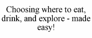CHOOSING WHERE TO EAT, DRINK, AND EXPLORE - MADE EASY!