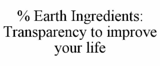% EARTH INGREDIENTS: TRANSPARENCY TO IMPROVE YOUR LIFE