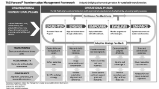 TAG FORWARD TRANSFORMATION MANAGEMENT FRAMEWORKORGANIZATIONAL FOUNDATIONAL PILLARSCULTURAL BEHAVIORS: TRUST, COLLABORATION, AND ADAPTABILITY DRIVE EVERY PHASE OF TRANSFORMATION, ENSURING SUSTAINABILIT