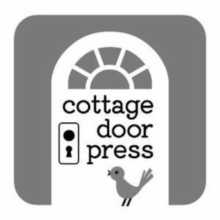 THE WORDS COTTAGE DOOR PRESS AND A DOOR AND A STYLIZED BIRD AT THE DOOR.