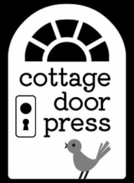 THE WORDS COTTAGE DOOR PRESS AND A DOOR AND A STYLIZED BIRD AT THE DOOR.