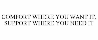 COMFORT WHERE YOU WANT IT, SUPPORT WHERE YOU NEED IT