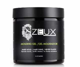MOLDING GEL / GEL MOLDEADOR. HARD HOLD/HARD SHINE / NEVER FLAKES. FIJACIÓN FUERTE / BRILLO INTENSO/ NO FORMA ESCAMAS ZEUX 16 OZ (454G)