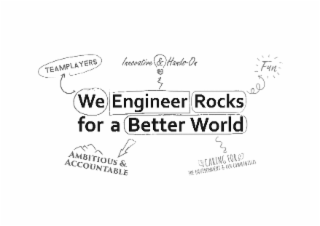 FUN CARING FOR THE ENVIRONMENT & OUR COMMUNITIES AMBITIOUS & ACCOUNTABLE TEAMPLAYERS WE ENGINEER ROCKS FOR A BETTER WORLD INNOVATIVE & HANDS-ON