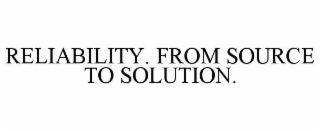 RELIABILITY. FROM SOURCE TO SOLUTION.