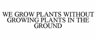 WE GROW PLANTS WITHOUT GROWING PLANTS IN THE GROUND
