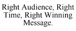 RIGHT AUDIENCE, RIGHT TIME, RIGHT WINNING MESSAGE.