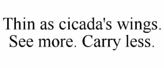 THIN AS CICADA'S WINGS. SEE MORE. CARRY LESS.
