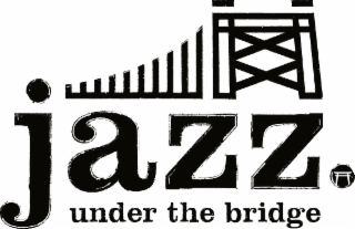 JAZZ UNDER THE BRIDGE TEXT WITH WILLIAMSBURG BRIDGE INSPIRED LOGO ABOVE TEXT