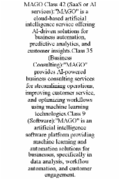 MAGO CLASS 42 (SAAS OR AI SERVICES):