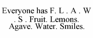 EVERYONE HAS F. L . A . W . S . FRUIT. LEMONS. AGAVE. WATER. SMILES.